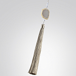 Подвесной светильник с шарообразным плафоном из белого стекла с подвеской из камня и кисточкой Agatelle варинант исполнения - 6 | Loft Concept в Орле