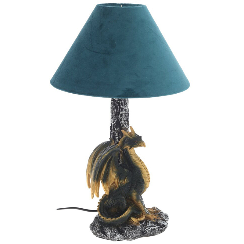 Настольная лампа Дракон Dragon Black Gold Table Lamp Синий Абажур Синий Золотой Черный Мульти Настольная лампа Дракон Dragon Black Gold Table Lamp Синий Абажур Синий Золотой Черный Мульти в Орле | Loft Concept