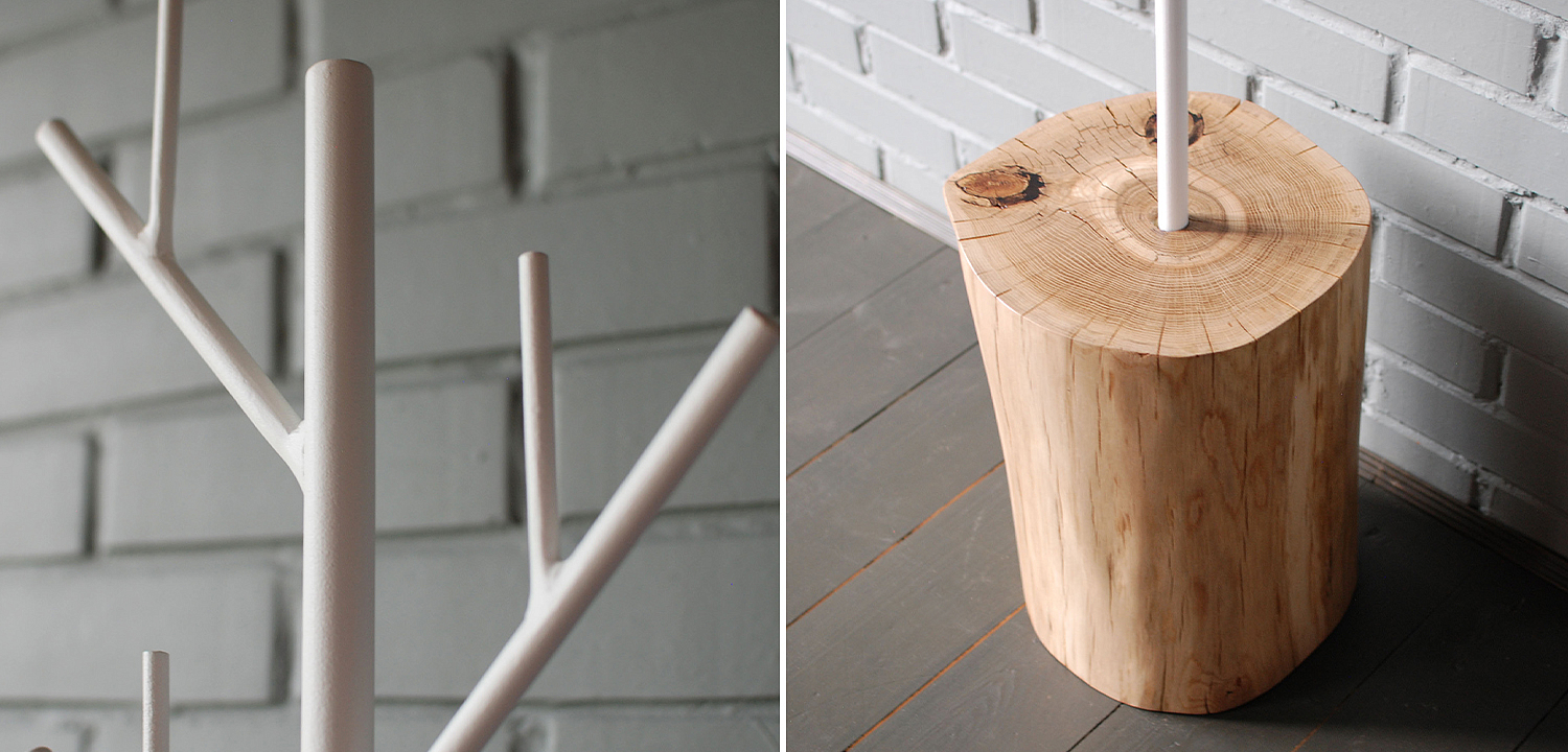 Вешалка Metal Branches and Stump Floor Hanger White Вешалка Metal Branches and Stump Floor Hanger White - Loft-Concept в Орле