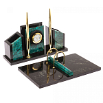 Настольный письменный набор из змеевика с часами Successful Leader варинант исполнения - 2 | Loft Concept в Орле