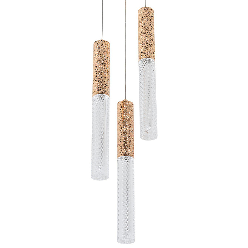 Подвесной светильник Dew Drops Tube Gold Trio Hanging Lamp Золотой Прозрачный Подвесной светильник Dew Drops Tube Gold Trio Hanging Lamp Золотой Прозрачный в Орле | Loft Concept