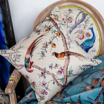 Подушка декоративная с изображением птиц в саду Beige Chinoiserie Birds in the Peach Orchard Cushion варинант исполнения - 2 | Loft Concept в Орле