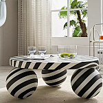 Дизайнерский журнальный стол круглый в чёрно-белую полоску Mypel варинант исполнения - 2 | Loft Concept в Орле