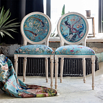 Стул из массива бука бирюзовый с изображением птиц и цветов Turquoise Beige Chinoiserie Birds Garden Chair варинант исполнения - 6 | Loft Concept в Орле