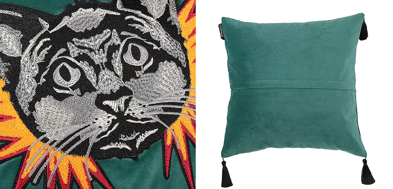 Декоративная подушка с вышивкой Стиль Gucci Cat Cushion Декоративная подушка с вышивкой Стиль Gucci Cat Cushion - Loft-Concept в Орле
