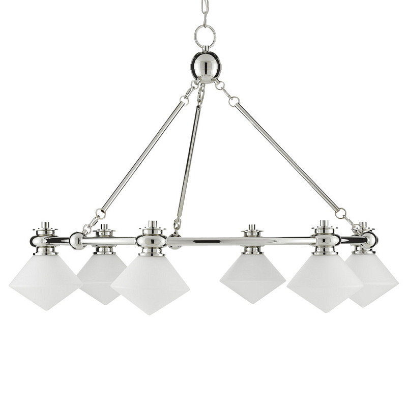 Люстра с ромбовидными плафонами Pointed Diamond Shade Никель Белый Люстра с ромбовидными плафонами Pointed Diamond Shade Никель Белый в Орле | Loft Concept