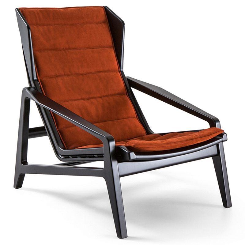 Дизайнерское кресло с подлокотниками из массива дерева Gio Ponti D.156.3 Armchair Черный Оранжевый Дизайнерское кресло с подлокотниками из массива дерева Gio Ponti D.156.3 Armchair Черный Оранжевый в Орле | Loft Concept
