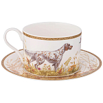 Чайная пара из фарфора с изображением собаки и уток 300 мл Hunting Porcelain Collection варинант исполнения - 1 | Loft Concept в Орле