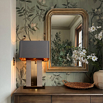 Настольная лампа с основанием из натурального камня c серым прямоугольным абажуром Lapis Tiburtinus варинант исполнения - 5 | Loft Concept в Орле