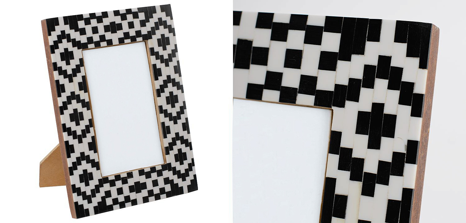 Фоторамка кость Black&white Indian Bone Inlay photo frame Фоторамка кость Black&white Indian Bone Inlay photo frame - Loft-Concept в Орле