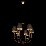 Люстра на металлическом основании бронзового цвета с 6-ю черными конусовидными абажурами Dignity варинант исполнения - 5 | Loft Concept в Орле