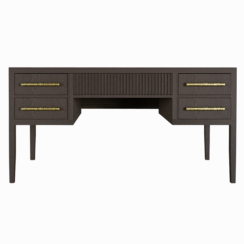 Большой Рабочий стол Primo с 5 выдвижными ящиками Темный орех Орех в Орле | Loft Concept 