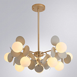 Люстра на штанге с 10-ю белым шарообразным плафоном и декоративными металлическими элементами в виде лепестков серого цвета Matisse варинант исполнения - 2 | Loft Concept в Орле