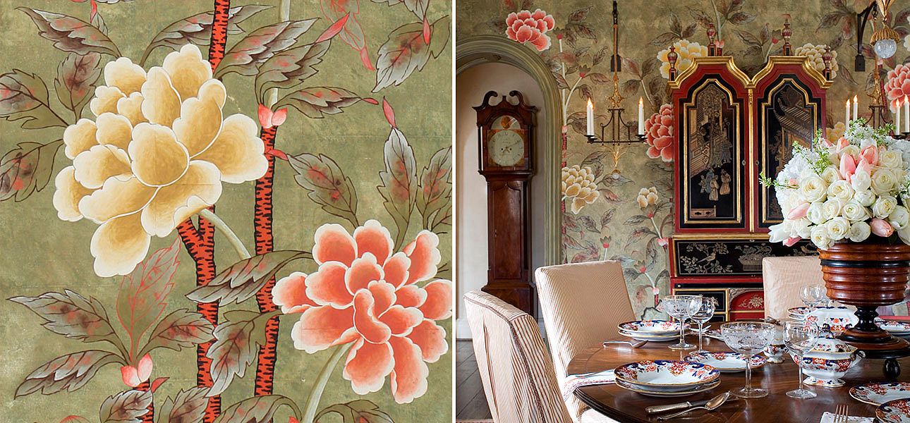 Обои ручная роспись Korean Peony Colourway SC-50 on Edo Cannella India tea paper Обои ручная роспись Korean Peony Colourway SC-50 on Edo Cannella India tea paper - Loft-Concept в Орле