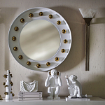 Зеркало белое с круглыми золотыми декоративными элементами Prince of the Church варинант исполнения - 3 | Loft Concept в Орле