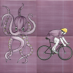 Плитка с узором Осьминог велосипедист варинант исполнения - 1 | Loft Concept в Орле