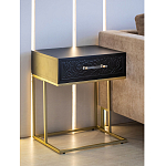 Приставной столик с резным узором на выдвижном ящике Black Table Carved Pattern варинант исполнения - 7 | Loft Concept в Орле