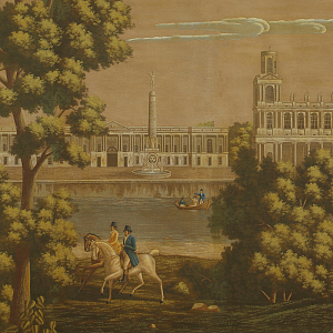 Обои ручная роспись Monuments of Paris Roberts on antique scenic Xuan paper
