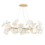 Люстра круглая с белыми лепестками из керамики и прозрачными хрустальными цветками Диаметр 82 см Wintery flovers варинант исполнения - 3 | Loft Concept в Орле
