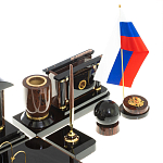 Настольный письменный набор с часами из природного камня обсидиана Peace Contract варинант исполнения - 5 | Loft Concept в Орле