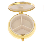 Таблетница карманная круглая с 3-мя отделениями и накладкой из натурального камня Серафинит Gold Stone Pillboxes варинант исполнения - 3 | Loft Concept в Орле