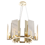 Люстра подвесная круглая с мраморными прямоугольными вставками и золотым основанием Диаметр 55 см Marble square Chandelier варинант исполнения - 1 | Loft Concept в Орле