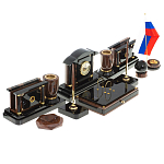 Настольный письменный набор с часами из природного камня обсидиана Peace Contract варинант исполнения - 2 | Loft Concept в Орле