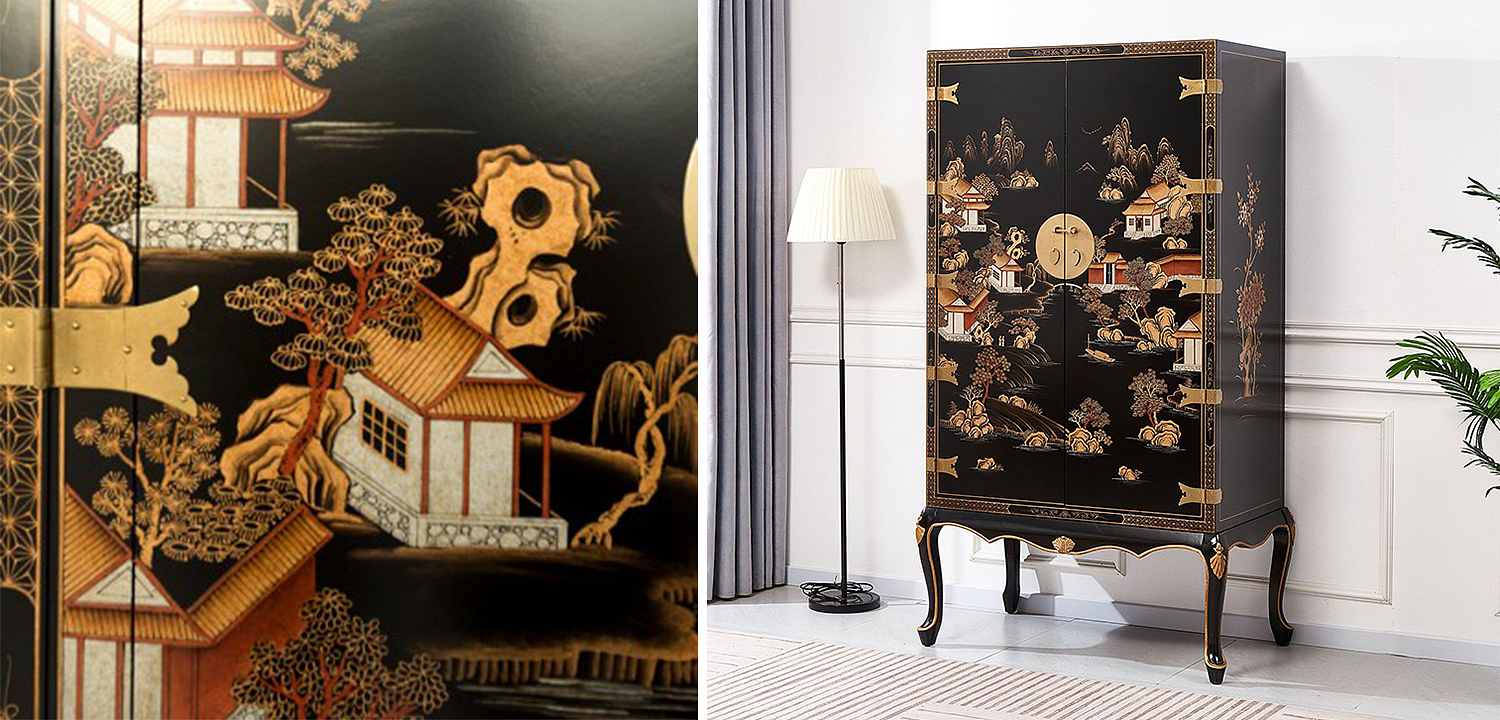 Черный Шкаф в Китайском стиле Chinese Village Cabinet Черный Шкаф в Китайском стиле Chinese Village Cabinet - Loft-Concept в Орле