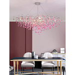 Люстра овальная с розовыми стеклянными подвесками в форме капель FAIRYTREE Light варинант исполнения - 4 | Loft Concept в Орле