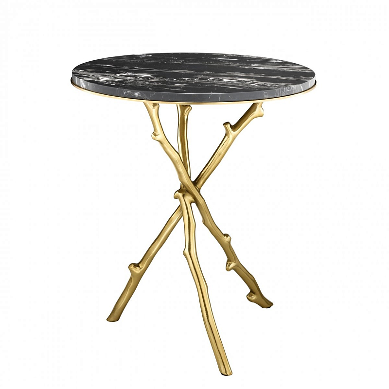 Журнальный стол Eichholtz Side Table Westchester Глянцевое золото Черный Мрамор Nero в Орле | Loft Concept 