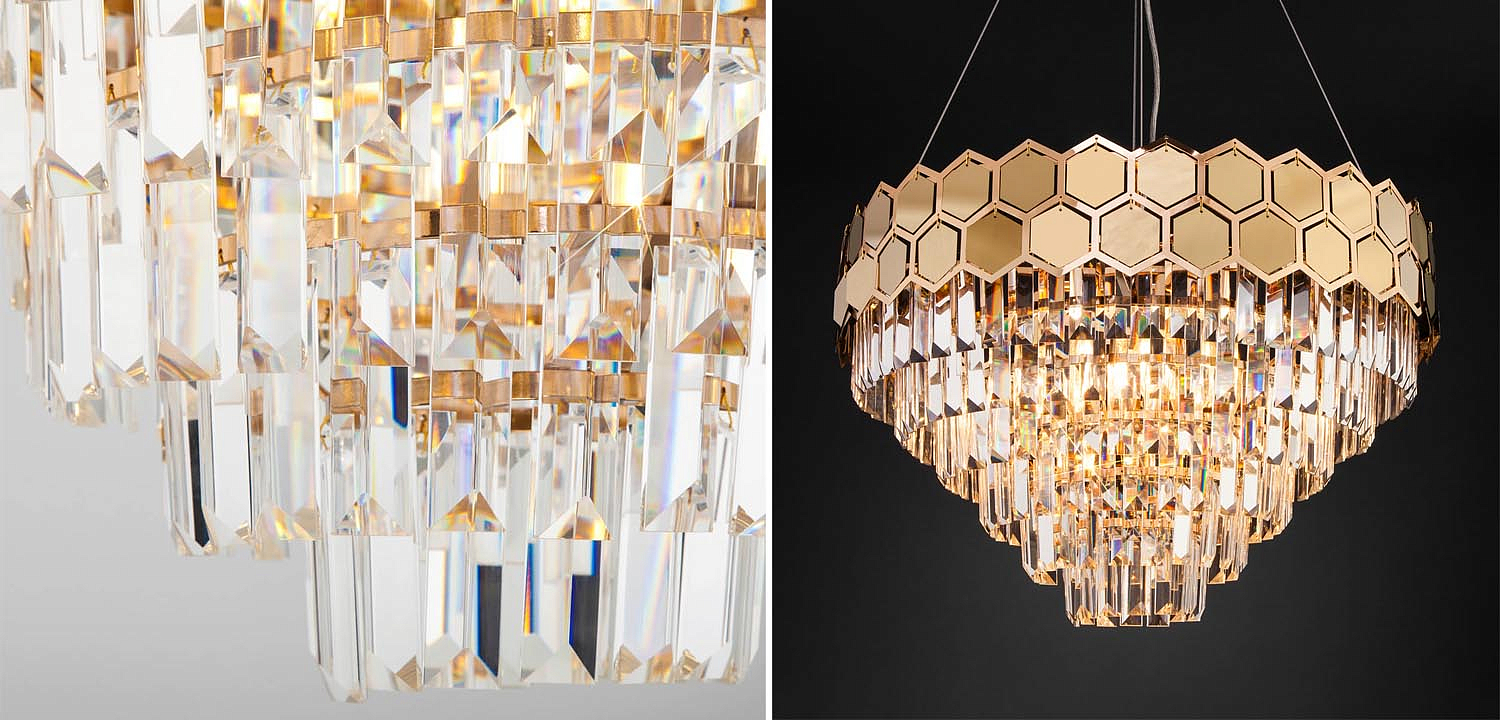 Люстра Hanging Hexagon Moira Chandelier gold Люстра Hanging Hexagon Moira Chandelier gold - Loft-Concept в Орле