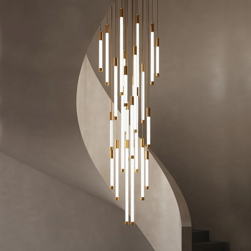 Люстра в современном стиле с 30-ю каскадными светодиодными лампами Golden LED Rain Золотой Белый Люстра в современном стиле с 30-ю каскадными светодиодными лампами Golden LED Rain Золотой Белый в Орле | Loft Concept