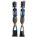 Комплект из 2-х деревянных статуэток Asmat Tall Statuettes Blue Green варинант исполнения - 1 | Loft Concept в Орле