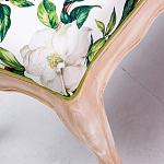 Банкетка из натурального бука золотистая с изображением птиц и цветов Blooming Birds варинант исполнения - 2 | Loft Concept в Орле