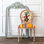 Стул бежевый в разноцветную полоску из натурального бука с изображением птиц и цветов Blooming Yellow Red Birds Colorful Stripes Chair варинант исполнения - 5 | Loft Concept в Орле