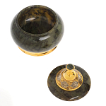 Икорница с крышкой с гравировкой из натурального камня Нефрит Decorative Cavair Dishes варинант исполнения - 7 | Loft Concept в Орле