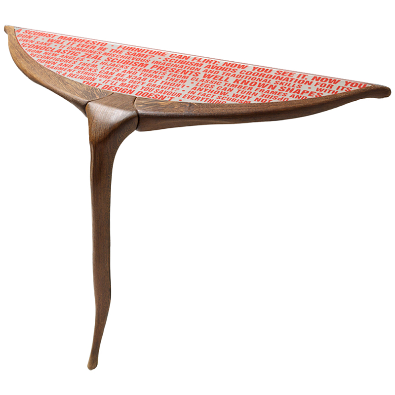 Дизайнерская консоль деревянная на одной ножке Poltronova Gallino Connsole Table Коричневый Прозрачный Красный Дизайнерская консоль деревянная на одной ножке Poltronova Gallino Connsole Table Коричневый Прозрачный Красный в Орле | Loft Concept