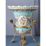 Ваза из голубого фарфора с рисунком птиц и цветов и декоративными элементами Blue Garden варинант исполнения - 7 | Loft Concept в Орле