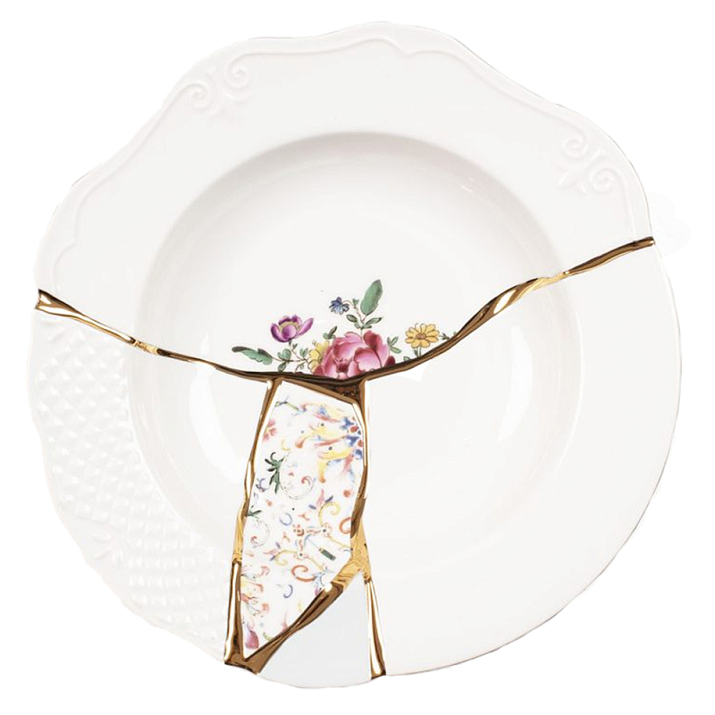 Тарелка глубокая Seletti Kintsugi 2 Белый Золотой Мульти Тарелка глубокая Seletti Kintsugi 2 Белый Золотой Мульти в Орле | Loft Concept