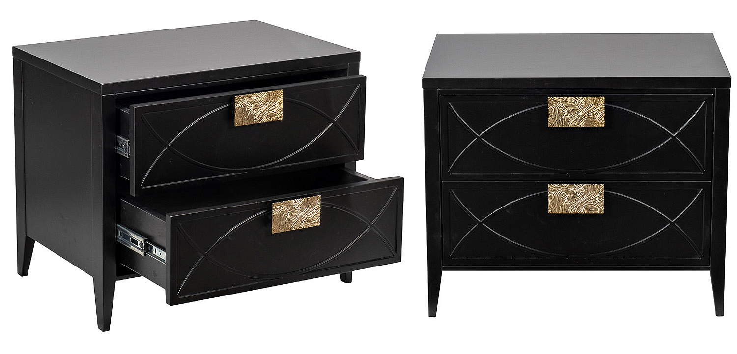 Тумба с 2-мя ящиками Amelie Black Nightstand Черная Тумба с 2-мя ящиками Amelie Black Nightstand Черная - Loft-Concept в Орле