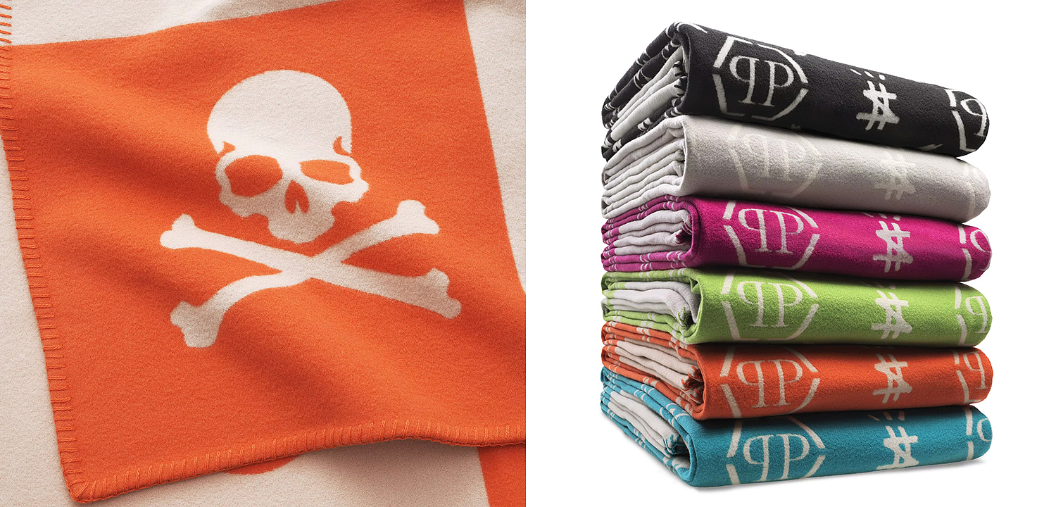 Плед Philipp Plein Plaid Cashmere Skull Orange Плед Philipp Plein Plaid Cashmere Skull Orange - Loft-Concept в Орле