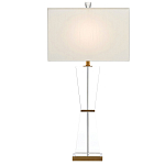 Настольная лампа с прозрачным корпусом и прямоугольным тканевым абажуром Charm and Luxury варинант исполнения - 2 | Loft Concept в Орле