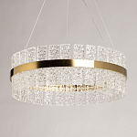 Люстра круглая золотого цвета с прозрачными рельефными стеклянными вставками Textured Glass Chandelier варинант исполнения - 4 | Loft Concept в Орле