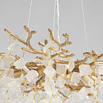 Люстра подвесная золотого цвета с декоративными ветвями и прозрачными рельефными подвесками FAIRYTREE Light варинант исполнения - 7 | Loft Concept в Орле