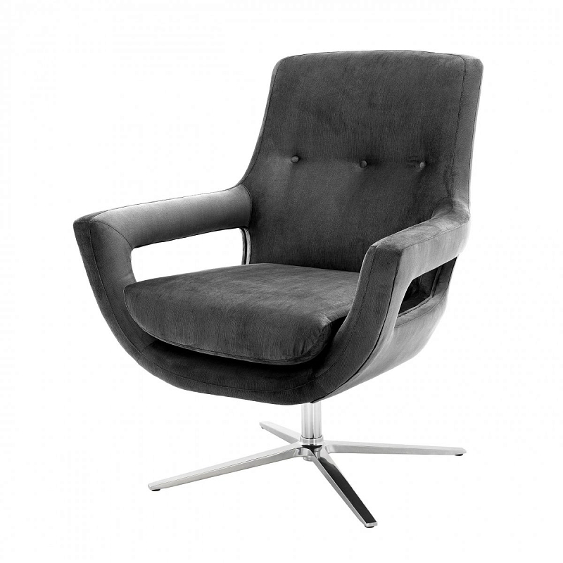 Кресло Eichholtz Swivel Chair Flavio Grey Никель Серый Кресло Eichholtz Swivel Chair Flavio Grey Никель Серый в Орле | Loft Concept