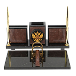 Настольный письменный набор из камня лемезит с гербом России Royal Accessory варинант исполнения - 1 | Loft Concept в Орле