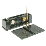 Настольный письменный набор из змеевика с подставкой под календарь и часами Successful Leader варинант исполнения - 2 | Loft Concept в Орле