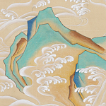 Обои ручная роспись Matsushima Waves Kano on Edo Straw India tea paper варинант исполнения - 1 | Loft Concept в Орле