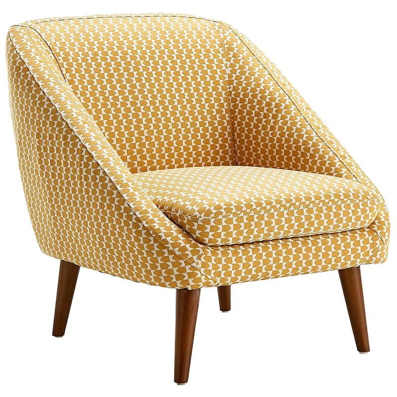 Кресло желтое с принтом Pauley Yellow Armchair Желтый Белый Коричневый Кресло желтое с принтом Pauley Yellow Armchair Желтый Белый Коричневый в Орле | Loft Concept