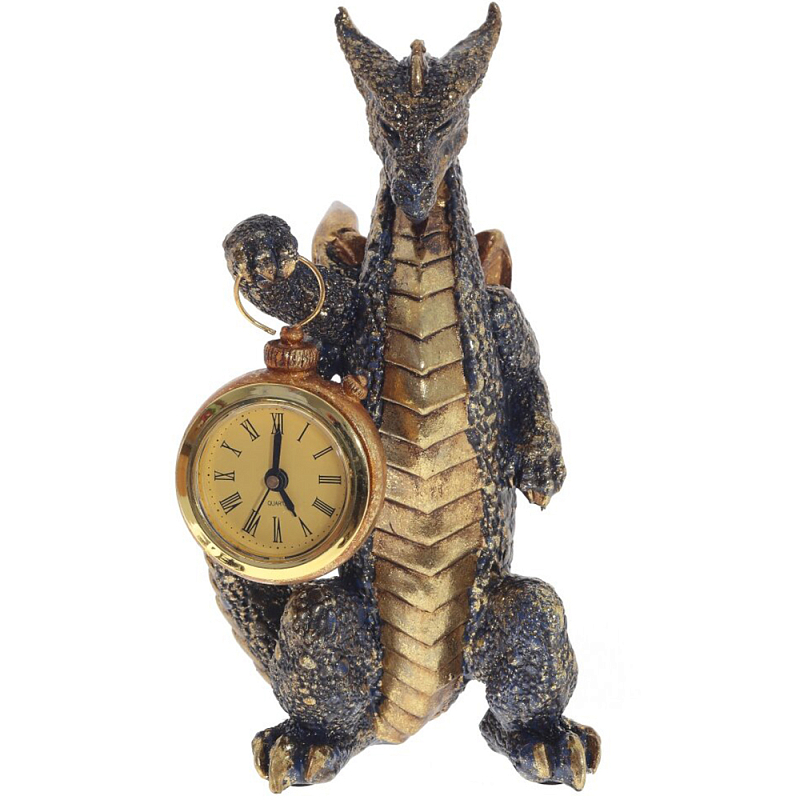 Часы в виде дракона Gold Black Dragon with Clock Золотой Черный в Орле | Loft Concept 
